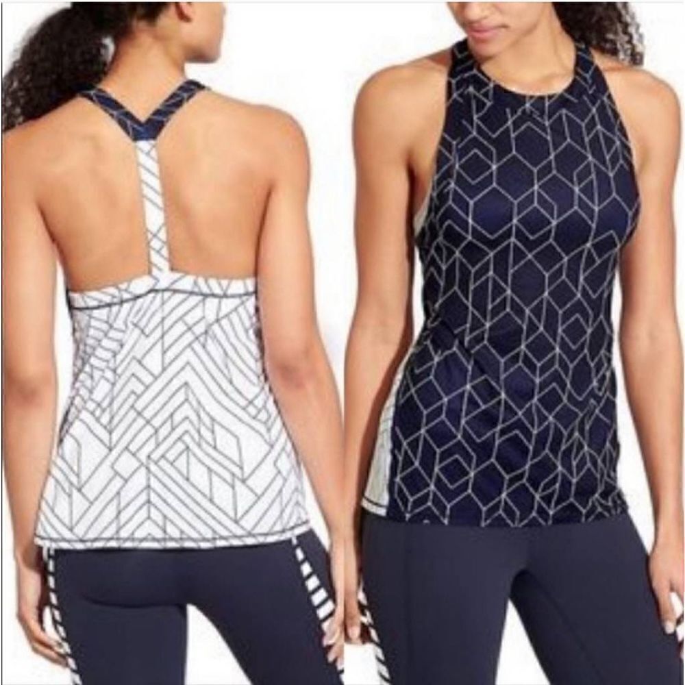 Athleta women's Sz S blue white Geometric print tank top